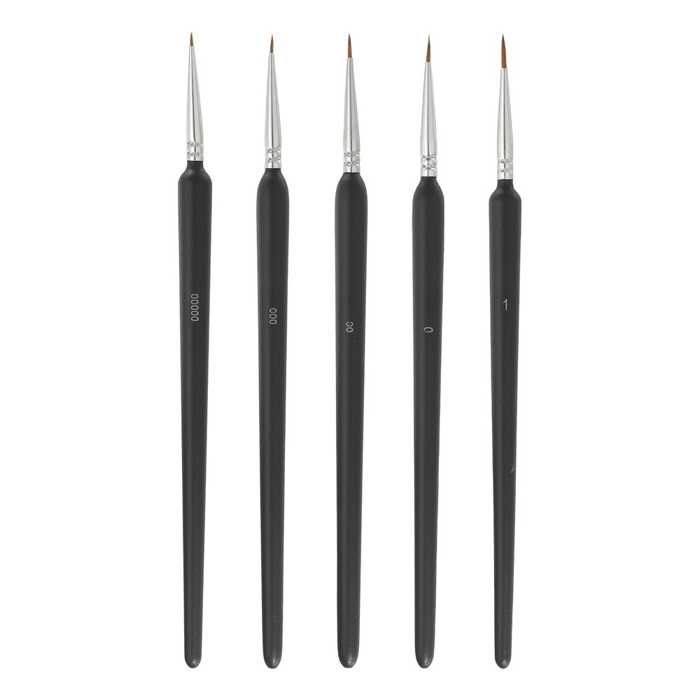 5 Pcs Detail Paint Brushes 5.5mm-11mm Pointed Tip (00000/000/00/0/1), Black