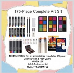 175 Piece Deluxe Art Set W/Oil Pastels, Crayons, Acrylic Paints, Brushes. & More