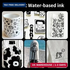 2 Pack Black Acrylic Paint Pens, 0.7mm Extra Fine Tip, Water Based Acrylic Marke