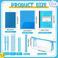 48 PCS School Stationary Set Essentials Bundle Folders Notebooks Blue