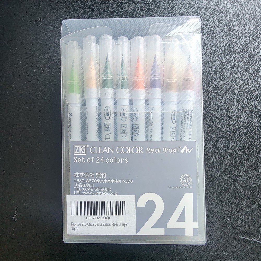 Kuretake Zig Clean Color Real Brush 24 Colors Markers Made In Japan