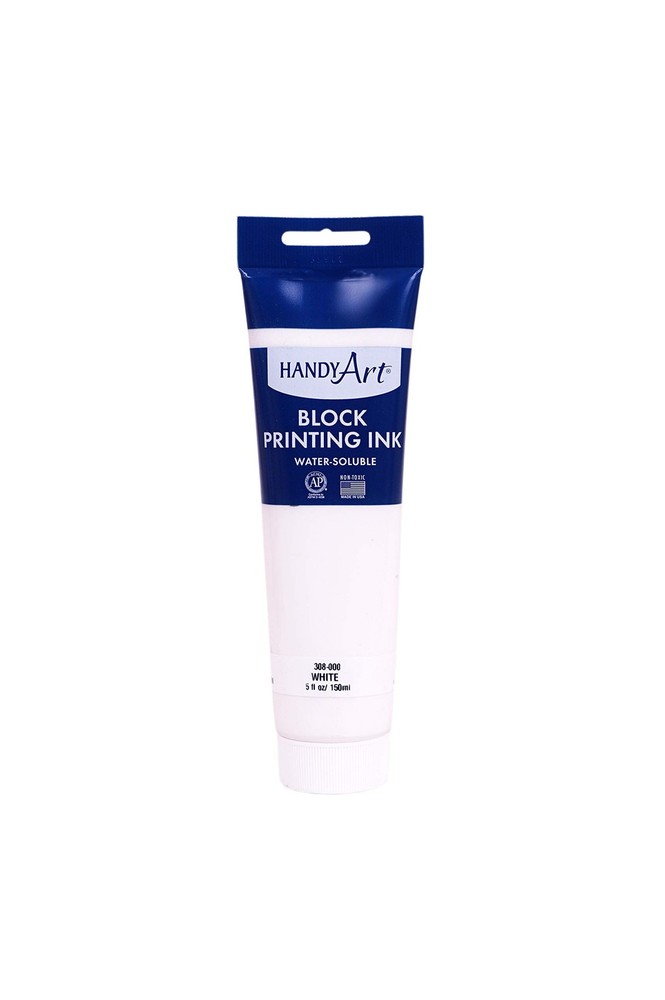 5-Ounce White Water-Soluble Block Printing Ink Tube for Lino Screen Print
