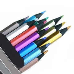 12 Count Metallic Colored Pencils Assorted Coloring Pencil Set Wooden Drawing…