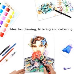 Premium Real Brush Pens, 24pc Artist Coloring Set, Super Flexible Brush Tip, …