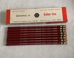 Vintage General’s Color-Tex Carmine Red Colored Pencils 1818T Set 8