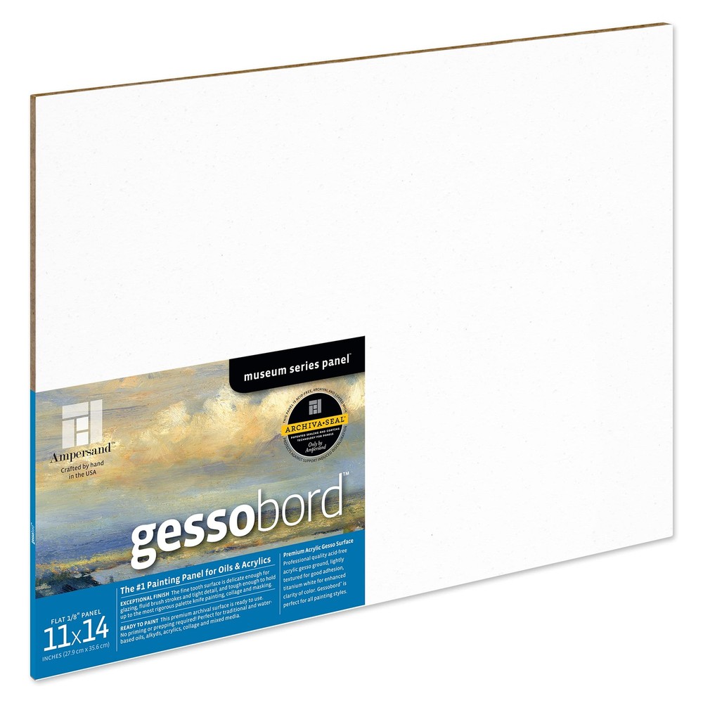 Gesso Wood Painting Panel Museum Series Gessobord 1/8″ Flat 11×14 Inch