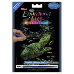 Royal Brush Rainbow Foil Engraving Art Mini Kit 5″X7″-Undersea Turtle (6Pk)