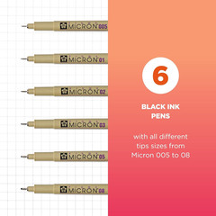 Pigma Micron Fineliner Pens – Archival Black Ink Pens – Pens for Writing, Drawin