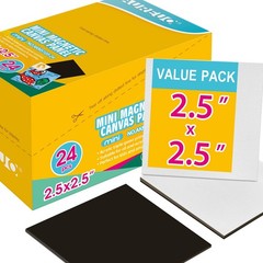 AUREUO Mini Magnetic Canvas Panel 2.5×2.5 Inch / 24 Pack – Small Square Flat …