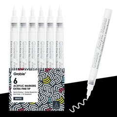 6 White Acrylic Paint Markers, 0.7mm Extra Fine Tip Acrylic Paint Pens for Dr…
