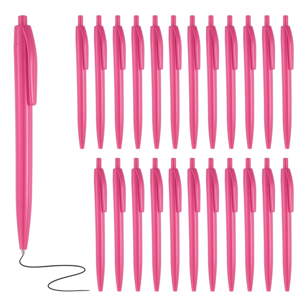 50 Pcs BallPoint Pens, Retractable Black Ink Bulk Pens, Candy Rose Red Casing