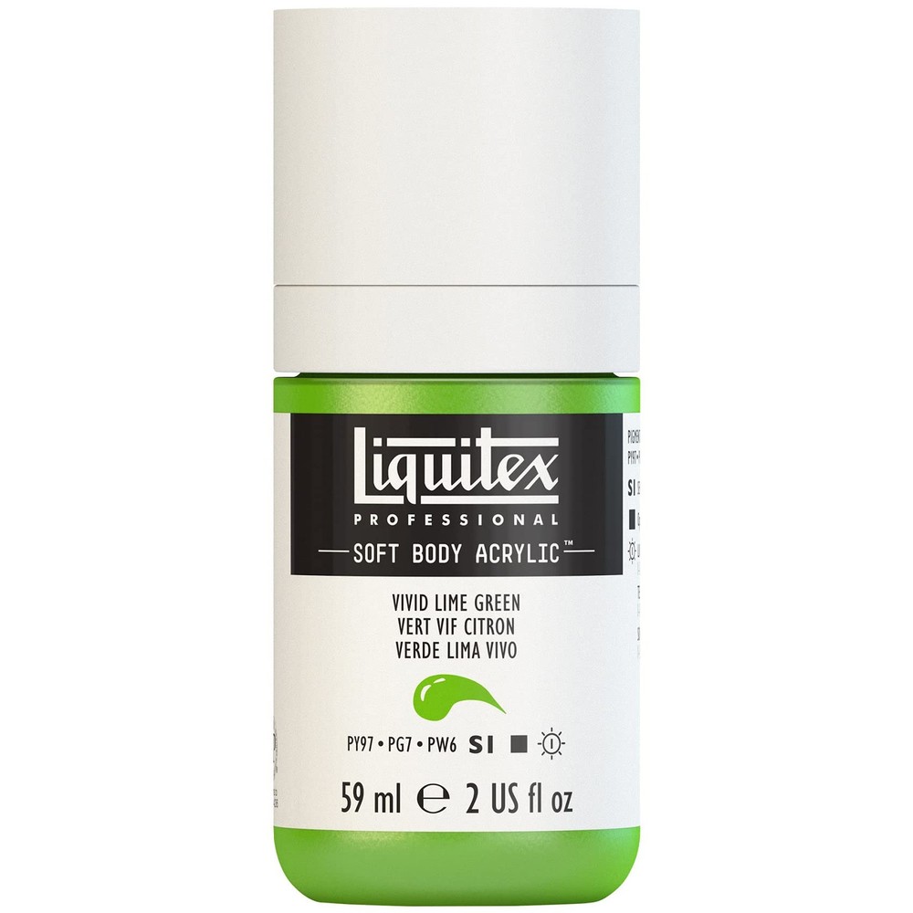 Professional Soft Body Acrylic Paint, 59ml 2-oz Bottle, Vivid Lime Green