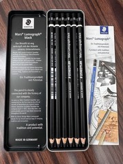 STAEDTLER Mars Lumograph Black Drawing Pencils Set: 6 Pencils