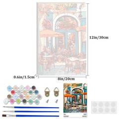 Street Café Paint by Numbers Kit for Adults, Street Scenes Acrylic Paint by N…