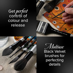 3000S-4 Black Velvet round Paintbrush for Watercolor, Gouache, Inks, & Dyes, Siz