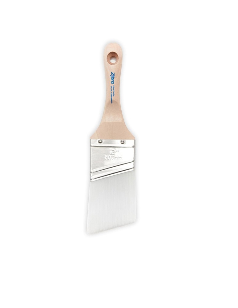 Zibra Precision Detail Paint Brush, Pro Grade, Angled for Cutting 2 in, White