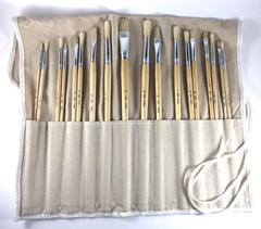 18pc Artist Bristle Paint Brush Set +Canvas Roll-Up Case Michaels Round & Flat