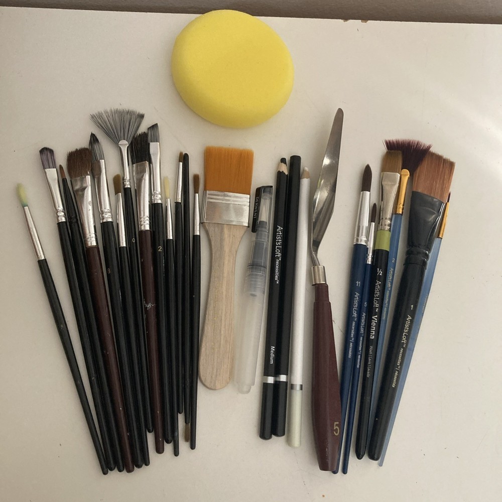 Paint Brush Lot Of 19 Artist Brushes Mixed Lot Various Sizes Brands- ArtistLoft