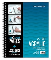 24 PCS 9×12 Inch Acrylic Paper Pad 140lb/300gsm Side Wired White 460801013