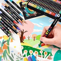 Pens Set, 84 Pack Dual Brush Tip Acrylic Paint Pens, Coloring Markers for Roc…