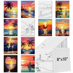 Tinlade 12 Pcs 7.9 x 9.8 Inch Pre Drawn Canvases for Painting Pre Stretched