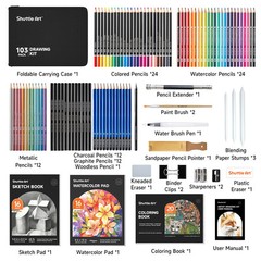 103 PCS Drawing Kit, Professional Drawing Supplies with Sketch, Charcoal, Col…