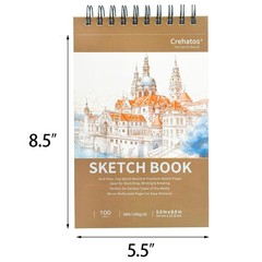 5.5″ x 8.5″ Small Sketch Book, Top Spiral Bound Sketch Pad, 100 Sheets Each 6…