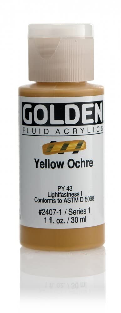 Fluid Acrylic Paint 1 Fl Oz Bottle Yellow Ochre Professional Artist Supplies