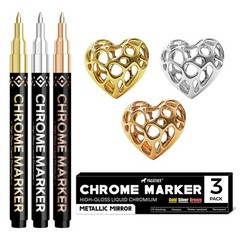 3Pcs Chrome Paint Markers, Permanent Mirror Liquid Chrome Pens for Plastic, M…