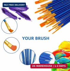 20 Pcs Paint Brushes Painting Brush for Acrylic Oil Watercolor Flat and Round Pa