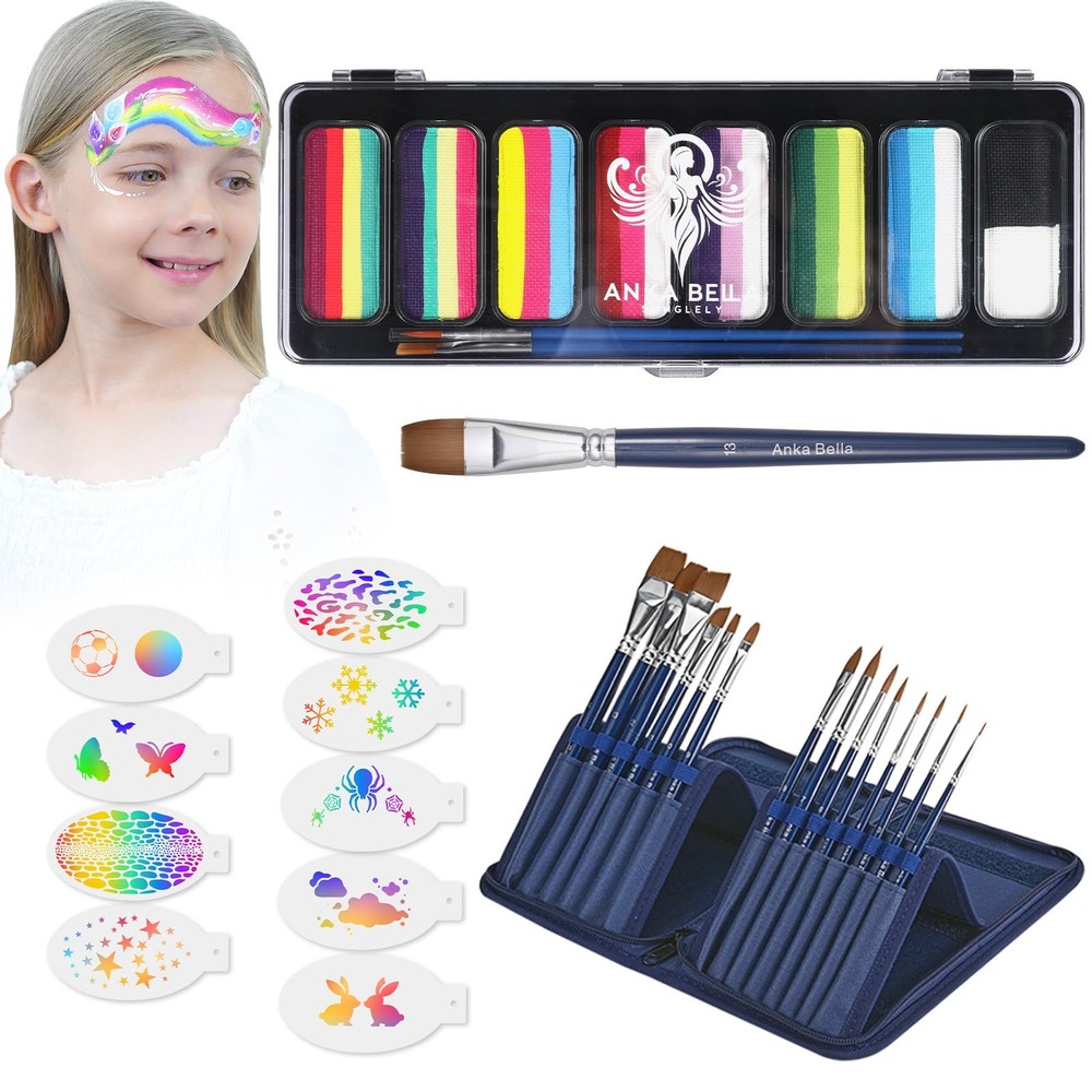 Anka Bella Professional Face Painting Kit for Kids,8X10gm Water Based Split Cake