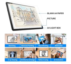 Rechargeable A4 Tracing Light Box Drawing Pad 9,000 Lux Brightness W/ Carry Bag