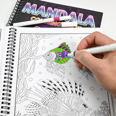 3 Pack Coloring Book 20 Page Mandalas Animal Flower Patterns Adult Stress Relief