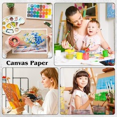 12 Sheets 9″x12″ Canvas Paper Pad – 350 GSM for Acrylic & Oil Painting