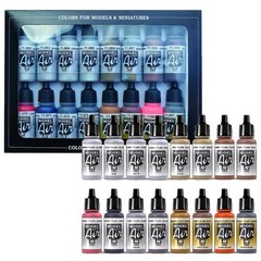 Vallejo Paints: Model Air Color Set – Metallic Effects – 16 Paint Colors – 18…