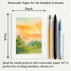 Watercolor Paper Pad 5×7 Inch 64 Sheets 140lb Cold Press Bulk Art Paint Paper