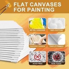 Small Painting Canvases 4×4 Inch, 24 Pack Blank, For Oil Paint,WatercolorWhite