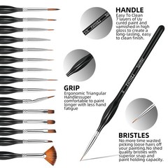 Detail Paint Brushes Set,15pcs Miniature Paint Brushes for Fine Detailing, Art