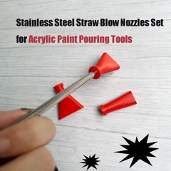 Stainless Steel Straw Blow Nozzles Set for Acrylic Paint Pouring Tools, Accessor