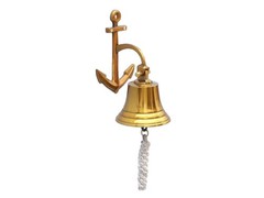 Brass Plated Hanging Anchor Bell 8″”