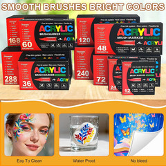 72 Colors Soft Brush Tip Acrylic Markers Set, Paint Pens for Rock, Wood, Fabric,