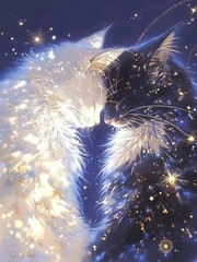 Paint by Numbers for Adults Beginner, White and Black Cat Adult Paint by Numb…