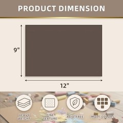 Somime 9×12 Pastel Paper Pad, 600gsm Heavyweight Sanded Art Paper, 12 Sheets