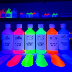 Fluorescent Acrylic Paint Set of 6 Colors | 4/8 oz Bottles | Student Neon Colors