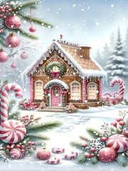 Christmas House Paint By Numbers Kit For Adults DIY Wall Art Decoration Art Art