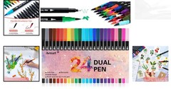 24-Color Brush & Fine Point Marker Set – Ideal for Drawing, Journaling & More