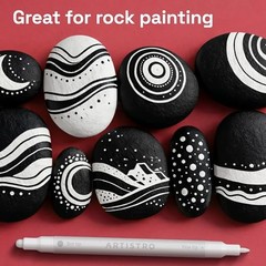 Dual-Tip Acrylic Paint Markers – Paint Pens Set with Dot & Fine Tips 5 White
