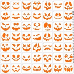 PETKNOWS 50 Pcs Halloween Pumpkins Carving Stencils Reusable Red and Green