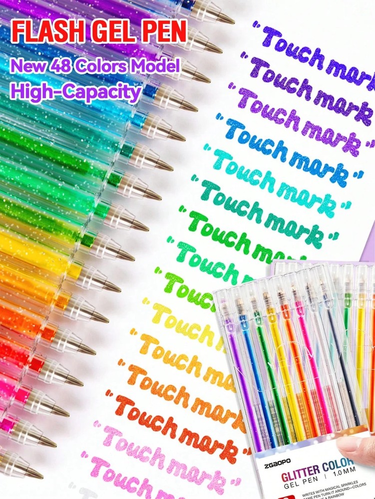 8 Colors Glitter Gel Pens Set – Glow in Dark Metallic & Highlighter Pens-UK