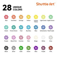 28 Metallic Colors Dual Tip Acrylic Paint Markers, Dot Tip and Fine Tip Acryl…